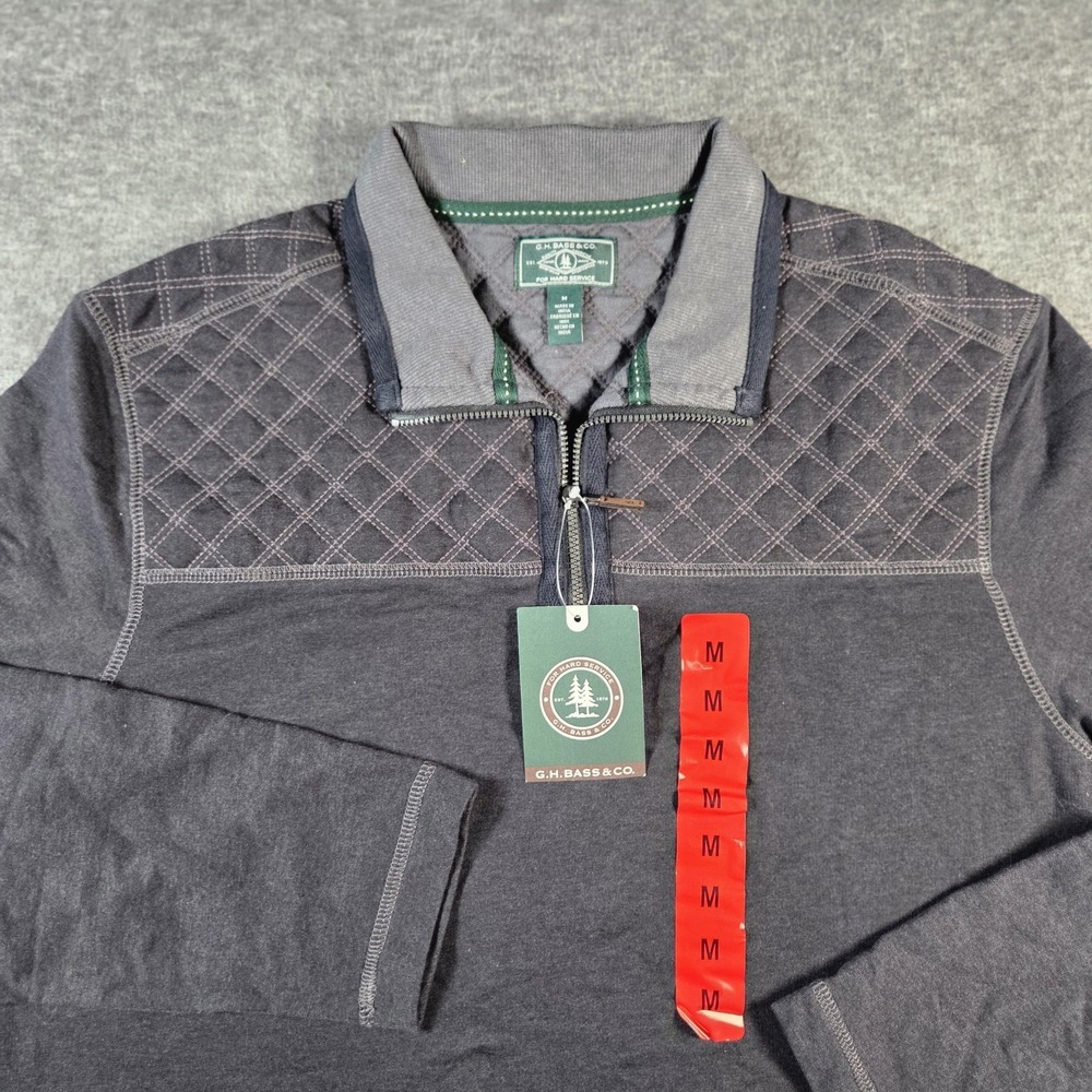 G.H. Bass & Co. Pullover Shirt Mens Medium Quilted 1/4 Zip Long Sleeve Casual